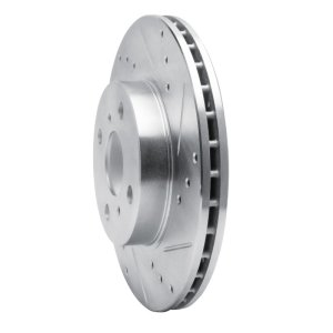 Chevrolet Prizm Brake Rotor (1) - Front Right - R1 Concepts - Drilled & Slotted - Silver - `93-`02
